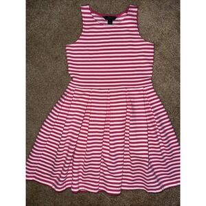 Polo Ralph Lauren Pink and White Striped Babydoll Dress‎ Girl's Size XL 16